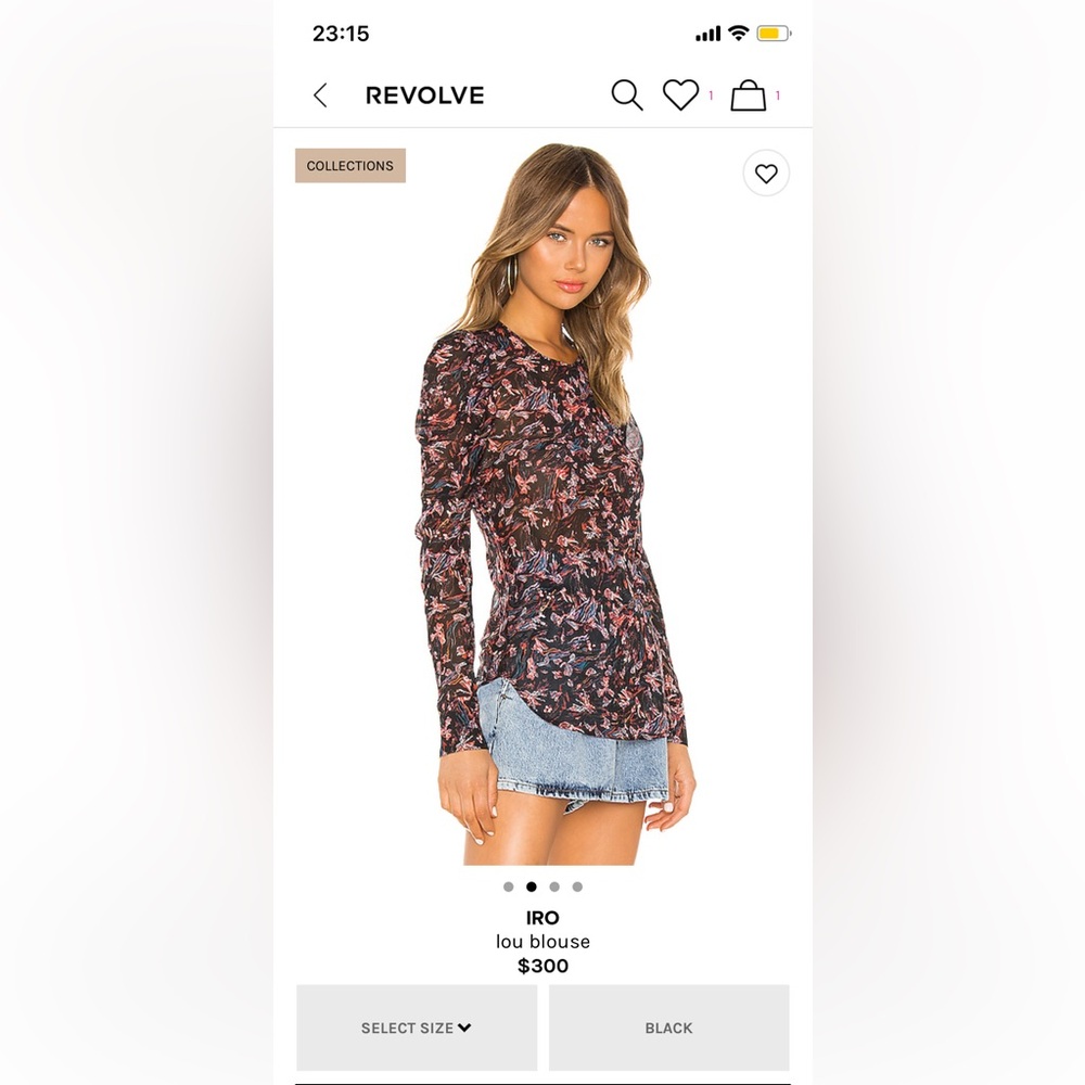 IRO multicolor black sheer Lou blouse retail $300